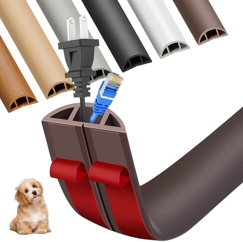 Floor Cord Cover, Floor Cable Cover, Cord Hider Floor, Soft PVC Self Adhesive, Extension Cord Covers for Floor, Prevent Cable Trips,for Offices, Gyms, Exhibitions (Brown, 1.97" x 4feet) in Saudi Arabia