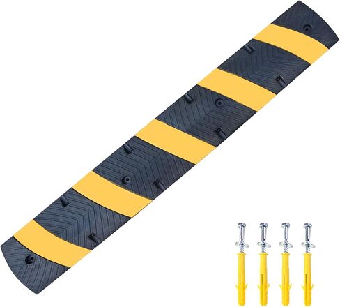 Orangestar Speed Bumps 2-Pack, 6FT Heavy Duty Rubber Driveway Bump with 8 Screws for Asphalt, Concrete, Gravel, 2-Channel Cable Protector in Saudi Arabia