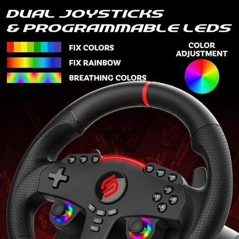 SUBSONIC - Superdrive GT270 Racing Wheel, 270° Rotation, LED Illuminated Controls, Pedals, Compatible with Switch/Xbox/PS4/PC - Black in Saudi Arabia