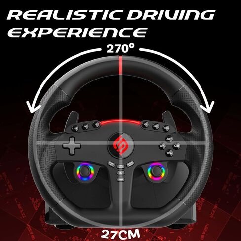 SUBSONIC - Superdrive GT270 Racing Wheel, 270° Rotation, LED Illuminated Controls, Pedals, Compatible with Switch/Xbox/PS4/PC - Black in Saudi Arabia