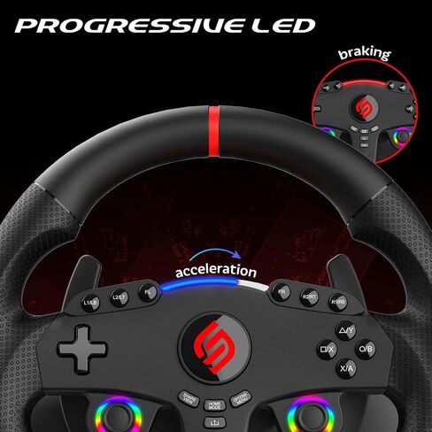 SUBSONIC - Superdrive GT270 Racing Wheel, 270° Rotation, LED Illuminated Controls, Pedals, Compatible with Switch/Xbox/PS4/PC - Black in Saudi Arabia