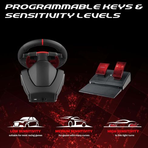 SUBSONIC - Superdrive GT270 Racing Wheel, 270° Rotation, LED Illuminated Controls, Pedals, Compatible with Switch/Xbox/PS4/PC - Black in Saudi Arabia