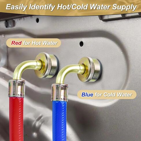 Cenipar 4FT Stainless Steel Washer Hoses Burst Proof 2 Pack - Hot and Cold Water Supply Hoses Fit for ALL Washing Machine - 10 YEARS WARRANTY in Saudi Arabia