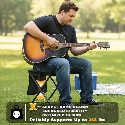 مقعد ظهر قابل للطي - كرسي جيب محمول مع حقيبة تخزين، حقيبة قابلة للتحويل للحمل بدون استخدام اليدين وتدعم 265 رطل، خفيف الوزن للمشي لمسافات طويلة وصيد الأسماك والتخييم والمهرجانات (أسود) in Kuwait