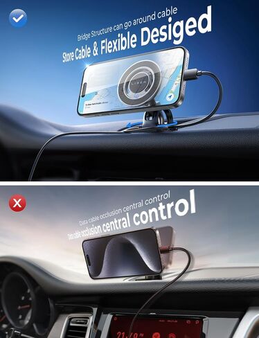 LISEN for MagSafe Car Mount [360° Rotation] Magnetic Phone Holder for Car Vent Phone Mount, Hands Free Phone Mount for Car Accessories, Phone Car Mount for iPhone Includes Vent/Dashboard Mount, Black in Saudi Arabia