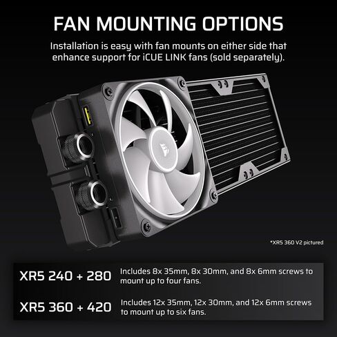 CORSAIR Hydro X Series XR5 420mm V2 Custom Cooling Radiator – Compatible with iCUE Link Fans, 3x140mm Fan Mounts, Screw Protection Plates, G1/4" Threads – Black in Saudi Arabia