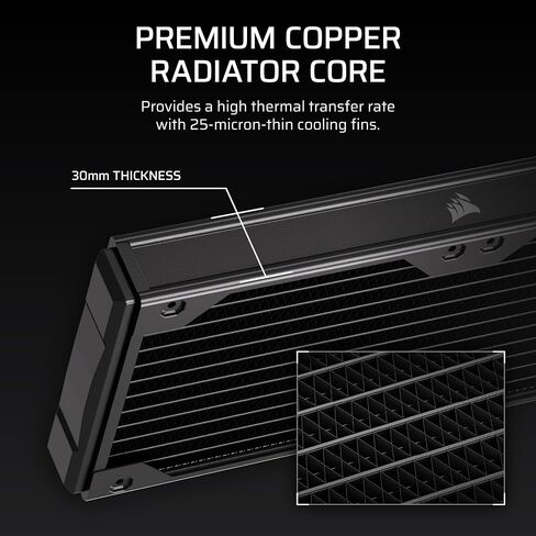 CORSAIR Hydro X Series XR5 420mm V2 Custom Cooling Radiator – Compatible with iCUE Link Fans, 3x140mm Fan Mounts, Screw Protection Plates, G1/4" Threads – Black in Saudi Arabia