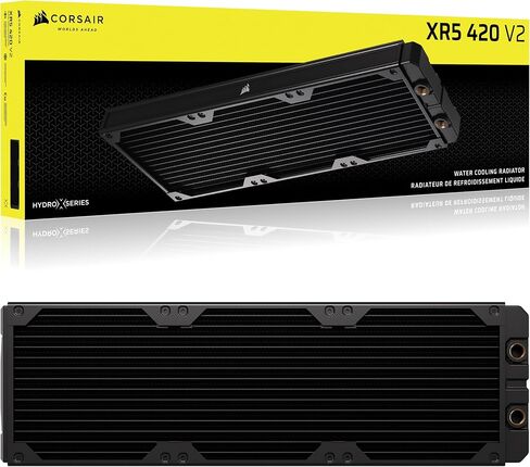 CORSAIR Hydro X Series XR5 420mm V2 Custom Cooling Radiator – Compatible with iCUE Link Fans, 3x140mm Fan Mounts, Screw Protection Plates, G1/4" Threads – Black in Saudi Arabia