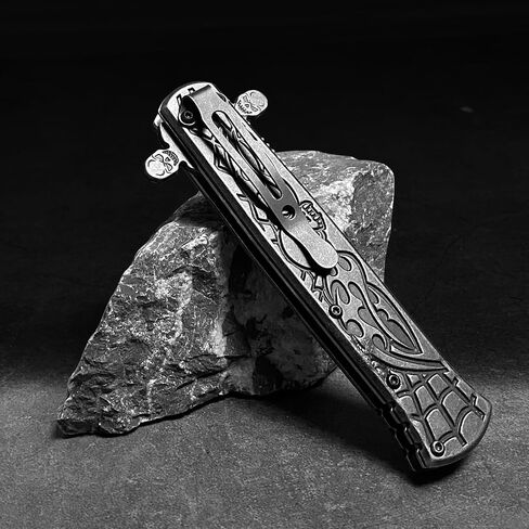 8.6'' Double Blade Folding Pocket Knife with Clip and Aluminum Handle, Cool Pocket Knives for Men, Unique Knives, Outdoor Camping Hunting Hiking EDC Gadgets in Saudi Arabia