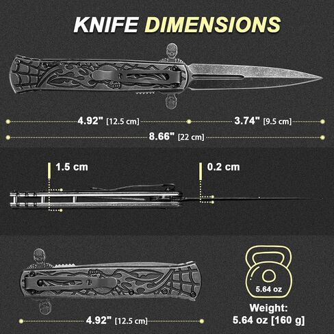 8.6'' Double Blade Folding Pocket Knife with Clip and Aluminum Handle, Cool Pocket Knives for Men, Unique Knives, Outdoor Camping Hunting Hiking EDC Gadgets in Saudi Arabia