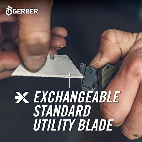 سكين جيب متعدد الأدوات من Gerber Gear Prybrid - سكين حلاقة EDC مع شفرة قابلة للسحب وشريط نقب - رمادي in Kuwait