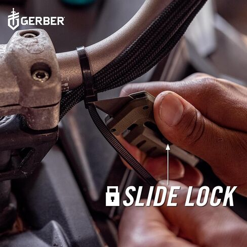 سكين جيب متعدد الأدوات من Gerber Gear Prybrid - سكين حلاقة EDC مع شفرة قابلة للسحب وشريط نقب - رمادي in Kuwait