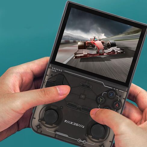 Retro Handheld Game Console 3.5 Inch HD Screen Dual Joystick 3500mAh Battery Portable Gaming Device for Leisure Entertainment ABS Black (Purple) in Saudi Arabia