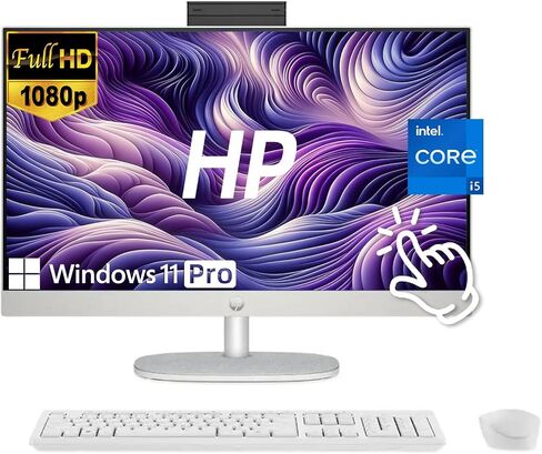 HP 24" FHD IPS Display All in One Desktop PC, Touch Screen, Intel Core i5 Processor 1334U, 16GB DDR4, 1TB SSD, HDMI, Wireless Keyboard & Mouse, Anti-glareM, Wi-Fi 6, USB, Windows 11 Pro, White in Kuwait