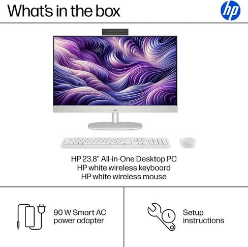 HP 24" FHD IPS Display All in One Desktop PC, Touch Screen, Intel Core i5 Processor 1334U, 16GB DDR4, 1TB SSD, HDMI, Wireless Keyboard & Mouse, Anti-glareM, Wi-Fi 6, USB, Windows 11 Pro, White in Kuwait