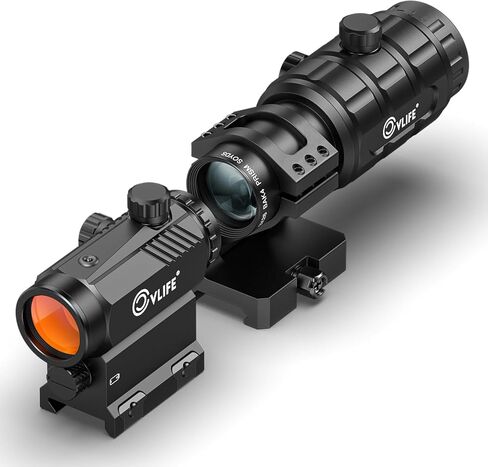 CVLIFE Motion Awake Red Dot and Magnifier Combo, Auto Brightness Adjustment, 3 MOA Red Dot with 3X Magnifier, Absolute Co-Witness Optic, Open Reflex Optic Sight with Flip-to-Side Mount. in Saudi Arabia