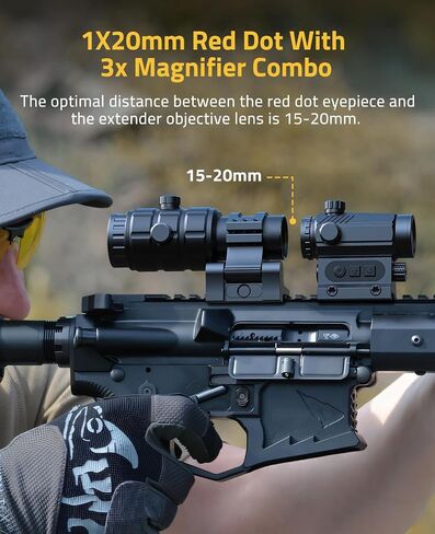 CVLIFE Motion Awake Red Dot and Magnifier Combo, Auto Brightness Adjustment, 3 MOA Red Dot with 3X Magnifier, Absolute Co-Witness Optic, Open Reflex Optic Sight with Flip-to-Side Mount. in Saudi Arabia