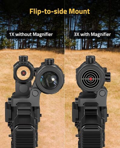 CVLIFE Motion Awake Red Dot and Magnifier Combo, Auto Brightness Adjustment, 3 MOA Red Dot with 3X Magnifier, Absolute Co-Witness Optic, Open Reflex Optic Sight with Flip-to-Side Mount. in Saudi Arabia