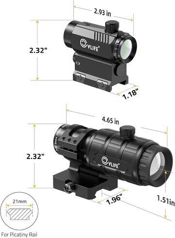 CVLIFE Motion Awake Red Dot and Magnifier Combo, Auto Brightness Adjustment, 3 MOA Red Dot with 3X Magnifier, Absolute Co-Witness Optic, Open Reflex Optic Sight with Flip-to-Side Mount. in Saudi Arabia