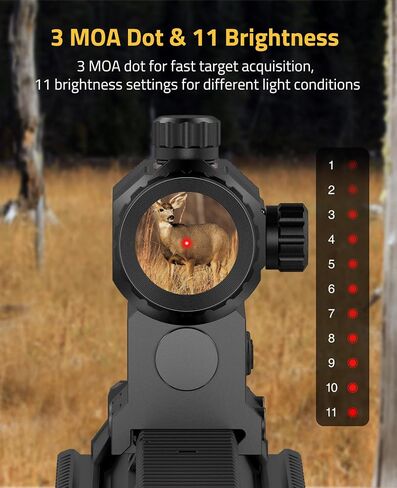 CVLIFE Motion Awake Red Dot and Magnifier Combo, Auto Brightness Adjustment, 3 MOA Red Dot with 3X Magnifier, Absolute Co-Witness Optic, Open Reflex Optic Sight with Flip-to-Side Mount. in Saudi Arabia