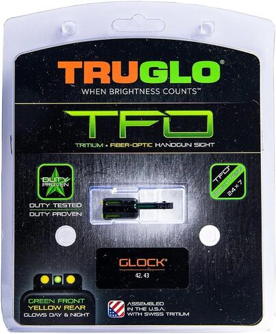 TRUGLO TFO Tritium & Fiber-Optic Handgun Sight | Snag-Resistant Front & Rear Bright Night Sights, Compatible with Glock Handguns in Saudi Arabia