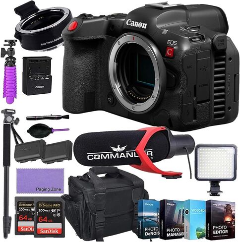 Canon EOS R5 C Mirrorless Cinema Camera (Body Only) and Mount Adapter EF-EOS R Bundle + Like Pro Microphone, High Power LED, 4-Pack Photo Editing Software (Renewed) in Saudi Arabia