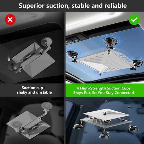 حامل سيارة Magicbox Starlink Mini للسيارة لرحلات الطريق على متن قارب RV، غطاء حماية من السيليكون لجهاز Starlink Mini مع 4 أكواب شفط، غطاء تثبيت على السقف باللون الرمادي in Saudi Arabia