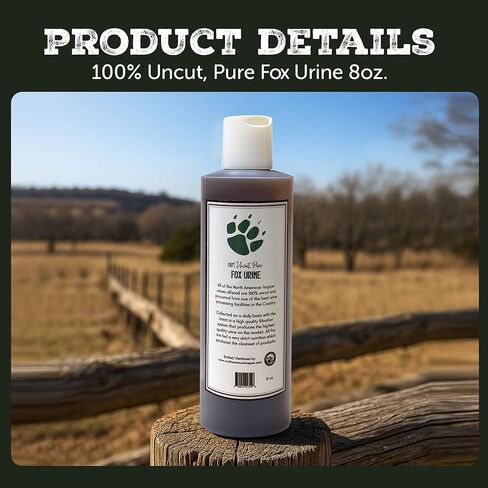 Fox Urine & Fox Plus - بول عالي الجودة 16oz أو مزيج من الغدد والبول والزيت 8oz - قاعدة رائحة Canid ممتازة للاستخدام في الهواء الطلق وإدارة الحياة البرية in Kuwait