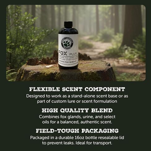 Fox Urine & Fox Plus - بول عالي الجودة 16oz أو مزيج من الغدد والبول والزيت 8oz - قاعدة رائحة Canid ممتازة للاستخدام في الهواء الطلق وإدارة الحياة البرية in Saudi Arabia