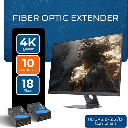 OREI 4K HDMI Extender Over Fiber Optic Balun - UltraHD 4K @ 60Hz 4:4:4 DR, CEC, HDR10+, VESA Res, SFP+ - Up to 10 KM in Single Mode - 300M in Multi-Mode in Saudi Arabia
