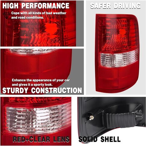 HECASA Right Tail Light Assembly Compatible with 2004-2008 Ford F150 Replacement for FO2800182 5L3Z13405CA Tail Brake Lamp Rear Light Plastic Red Clear Lens Passenger Side in Saudi Arabia