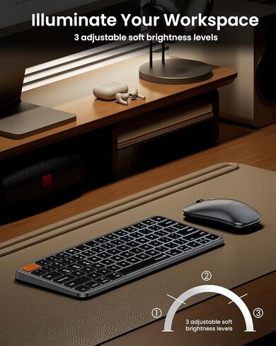 لوحة مفاتيح وماوس بلوتوث مدمج بإضاءة خلفية من ProtoArc لجهاز Mac، KM90-A ماوس لوحة مفاتيح لاسلكي متعدد الأجهزة لجهاز Mac، هادئ وقابل لإعادة الشحن، لجهاز MacBook Pro/Air، iPad - رمادي فضائي in Kuwait