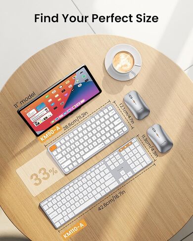 ProtoArc Backlit Compact Bluetooth Keyboard and Mouse for Mac, KM90-A Multi-Device Wireless Keyboard Mouse for Mac, Quiet and Rechargeable, for MacBook Pro/Air, iPad - Space Gray in Saudi Arabia