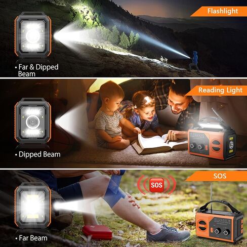 30000mAh Emergency Weather Radio, AM/FM/NOAA Hand Crank Radio with Wireless Speaker, Solar & Hand Crank Power, Built-in Flashlight, SOS Alarm, 15W Fast Charge (Orange, 30000mAh) in Saudi Arabia