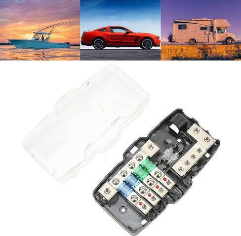 Fused Power Distribution Block 4 Way, Power Distribution Block Fuse Holder, 2 Inputs 4 Outputs with LED Indicator, Durable Plating for Cars Campervans Trucks Trailer UTV Boa in Saudi Arabia