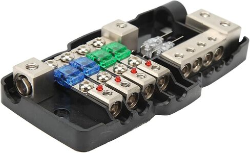 Fused Power Distribution Block 4 Way, Power Distribution Block Fuse Holder, 2 Inputs 4 Outputs with LED Indicator, Durable Plating for Cars Campervans Trucks Trailer UTV Boa in Saudi Arabia