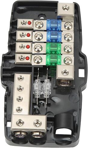 Fused Power Distribution Block 4 Way, Power Distribution Block Fuse Holder, 2 Inputs 4 Outputs with LED Indicator, Durable Plating for Cars Campervans Trucks Trailer UTV Boa in Saudi Arabia