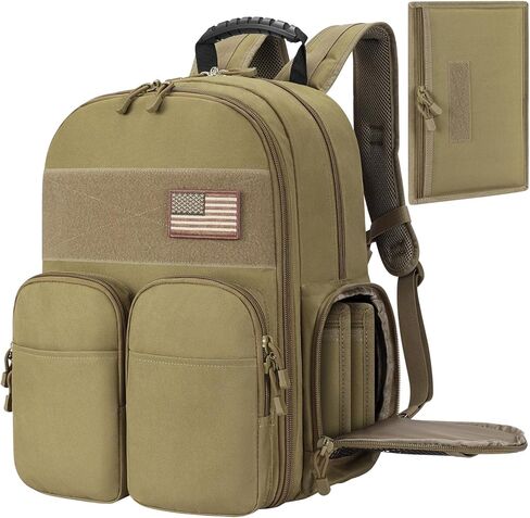 حقيبة ظهر CVLIFE التكتيكية للرجال، حقيبة ظهر مسدس مع حقائب مسدس، حقيبة نطاق مع حقيبة نهارية مقسمة قابلة للإزالة للعمل EDC (أسود، عادي) in Kuwait
