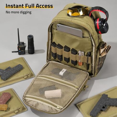 حقيبة ظهر CVLIFE التكتيكية للرجال، حقيبة ظهر مسدس مع حقائب مسدس، حقيبة نطاق مع حقيبة نهارية مقسمة قابلة للإزالة للعمل EDC (أسود، عادي) in Kuwait