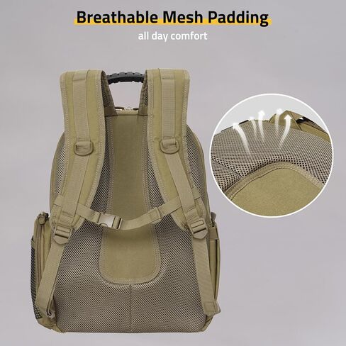 حقيبة ظهر CVLIFE التكتيكية للرجال، حقيبة ظهر مسدس مع حقائب مسدس، حقيبة نطاق مع حقيبة نهارية مقسمة قابلة للإزالة للعمل EDC (أسود، عادي) in Kuwait