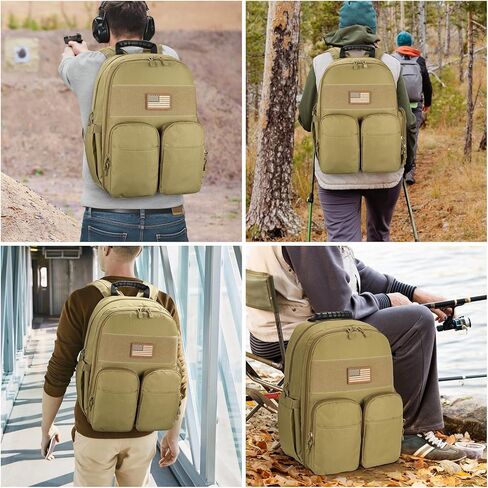 حقيبة ظهر CVLIFE التكتيكية للرجال، حقيبة ظهر مسدس مع حقائب مسدس، حقيبة نطاق مع حقيبة نهارية مقسمة قابلة للإزالة للعمل EDC (أسود، عادي) in Kuwait