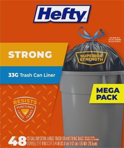 Hefty Strong Large Trash Bags, 33 Gallon, 48 Count in Saudi Arabia