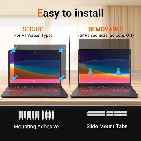 Removable Laptop Privacy Screen 14 Inch 16:10 Anti Glare Blue Light, Laptop Screen Protector 14 Privacy Shield Compatible with Dell Lenovo Thinkpad Hp Elitebook Asus Acer Thinkpad in Saudi Arabia