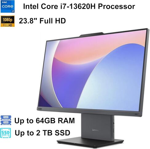 لينوفو ثينك سنتر جين 5 نيو 50 ايه، كمبيوتر مكتبي الكل في واحد 24 بوصة | Intel Core i7 13620H، 10 نوى (6 أداء + 4 كفاءة)، تردد أساسي 2.4 جيجا هرتز | 64 جيجا بايت رام، 2 تيرابايت SSD | ويندوز 11 برو | واي فاي 6 in Kuwait