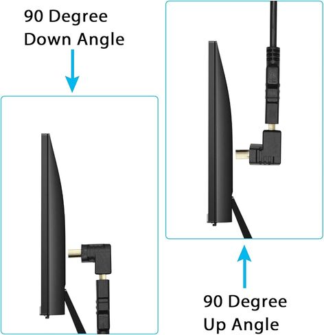 محول HDMI ذكر إلى أنثى 90 درجة، محول قابس HDMI مطلي بالذهب بزاوية يسارية، مناسب لأجهزة الكمبيوتر المحمولة وأجهزة الكمبيوتر الشخصية وأجهزة العرض وما إلى ذلك in Kuwait