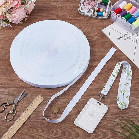 FINGERINSPIRE White Webbing 109 Yard Heat Transfer Polyester Strap Printable Webbing Blank Lanyard Strap for Custom Printing ID Badges Craft Projects in Saudi Arabia