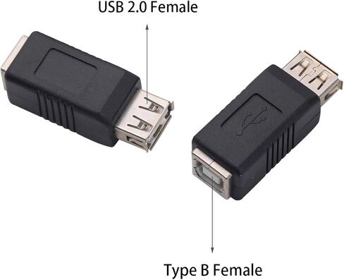 2PCS USB 2.0 Male to Type B Female Adapter Connector,Type A Male to Printer Female Plug for Laptop, Computer, Hard Disk, Printer, Camera in Saudi Arabia