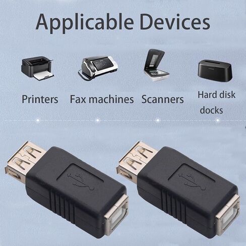 2PCS USB 2.0 Male to Type B Female Adapter Connector,Type A Male to Printer Female Plug for Laptop, Computer, Hard Disk, Printer, Camera in Saudi Arabia