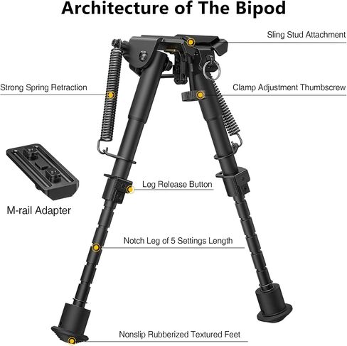 CVLIFE 6-9 Inches Rifle Bipod with Bipod Mount Adapter Compatible with M-Rail Keymod in Saudi Arabia