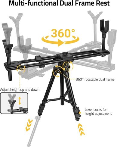 CVLIFE Hunting Rests Shooting Tripod Rifle Hunting Gun Tripod, with Dual Frame and Flexible Orientation, Provide Max Stability for Ground Blinds Shooting Outdoors in Saudi Arabia